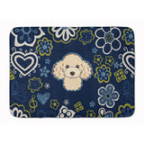 Caroline'S Treasures Blue Flowers Buff Poodle Floor Mat, 19 X 27, Multicolor