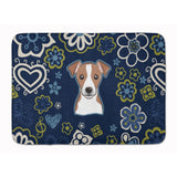 Caroline'S Treasures Blue Flowers Jack Russell Terrier Floor Mat, 19 X 27, Multicolor