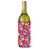 Caroline'S Treasures Day Of The Dead Pink Wine Bottle Beverage Insulator Hugger, 750 Ml, Multicolor