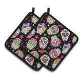 Caroline'S Treasures Day Of The Dead Black Pair Of Pot Holders, 7.5Hx7.5W, Multicolor