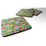 Caroline'S Treasures Day Of The Dead Green Foam Coaster Set Of 4, 3.5, Multicolor