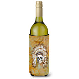 Caroline'S Treasures Day Of The Dead Indian Skull Wine Bottle Beverage Insulator Hugger, 750 Ml, Multicolor