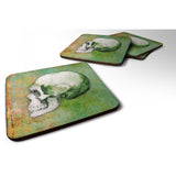 Caroline'S Treasures Day Of The Dead Green Skull Foam Coaster Set Of 4, 3.5, Multicolor