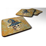 Caroline'S Treasures Day Of The Dead Witch Skull Foam Coaster Set Of 4, 3.5, Multicolor
