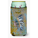 Caroline'S Treasures Day Of The Dead Indian Chief Skull Tall Boy Beverage Insulator Hugger, Multicolor
