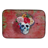 Caroline'S Treasures Day Of The Dead Red Flowers Skull Dish Drying Mat, 14 X 21
