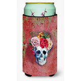 Caroline'S Treasures Day Of The Dead Red Flowers Skull Tall Boy Beverage Insulator Hugger, Multicolor