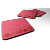 Caroline'S Treasures Fruits & Vegetables In Red Foam Coaster Set Of 4, 3.5, Multicolor
