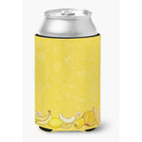 Caroline'S Treasures Fruits & Vegetables In Yellow Can Or Bottle Hugger, Can Hugger, Multicolor