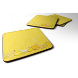 Caroline'S Treasures Fruits & Vegetables In Yellow Foam Coaster Set Of 4, 3.5, Multicolor