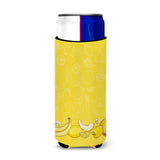 Caroline'S Treasures Fruits & Vegetables In Yellow Michelob Ultra Hugger For Slim Cans, Slim Can, Multicolor