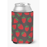 Caroline'S Treasures Strawberries On Gray Can Or Bottle Hugger, Can Hugger, Multicolor