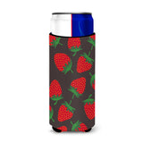 Caroline'S Treasures Strawberries On Gray Michelob Ultra Hugger For Slim Cans, Slim Can, Multicolor