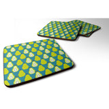Caroline'S Treasures Pears On Green Foam Coaster Set Of 4, 3.5, Multicolor
