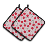 Caroline'S Treasures Cherries On Pink Pair Of Pot Holders, 7.5Hx7.5W, Multicolor