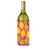 Caroline'S Treasures Lemons And Limes On Pink Wine Bottle Beverage Insulator Hugger, 750 Ml, Multicolor