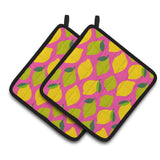 Caroline'S Treasures Lemons & Limes On Pink Pair Of Pot Holders, 7.5Hx7.5W, Multicolor