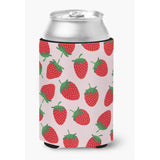 Caroline'S Treasures Strawberries On Pink Can Or Bottle Hugger, Can Hugger, Multicolor