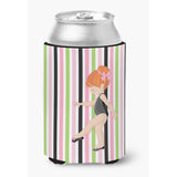 Caroline'S Treasures Ballerina Red Head Pt. Can Or Bottle Hugger, Can Hugger, Multicolor