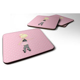 Caroline'S Treasures Ballerina Blonde Releve Foam Coaster Set Of 4, 3.5, Multicolor