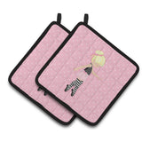 Caroline'S Treasures Ballerina Blonde Releve Pair Of Pot Holders, 7.5Hx7.5W, Multicolor