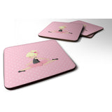 Caroline'S Treasures Ballerina Blonde Jete Foam Coaster Set Of 4, 3.5, Multicolor