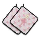 Caroline'S Treasures Ballerina Blonde Back Pose Pair Of Pot Holders, 7.5Hx7.5W, Multicolor