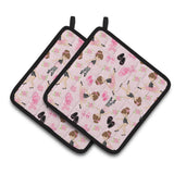 Caroline'S Treasures Ballerinas & Roses Pair Of Pot Holders, 7.5Hx7.5W, Multicolor