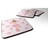 Caroline'S Treasures Ballerina Brunette Front Pose Foam Coaster Set Of 4, 3.5, Multicolor