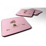 Caroline'S Treasures Ballerina Brunette Jete Foam Coaster Set Of 4, 3.5, Multicolor