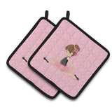 Caroline'S Treasures Ballerina Brunette Jete Pair Of Pot Holders, 7.5Hx7.5W, Multicolor