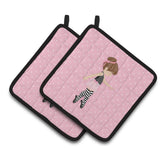 Caroline'S Treasures Ballerina Brunette Releve Pair Of Pot Holders, 7.5Hx7.5W, Multicolor