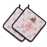 Caroline'S Treasures Ballerina Brunette Pt. Pair Of Pot Holders, 7.5Hx7.5W, Multicolor