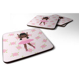 Caroline'S Treasures Ballerina African American Long Hair Foam Coaster Set Of 4, 3.5, Multicolor