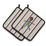 Caroline'S Treasures Dancer Bikatard African American Pair Of Pot Holders, 7.5Hx7.5W, Multicolor