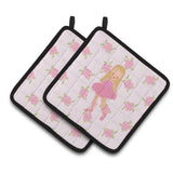 Caroline'S Treasures Ballerina Long Haired Blonde Pair Of Pot Holders, 7.5Hx7.5W, Multicolor