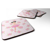 Caroline'S Treasures Ballerina Black Hair Ponytails Foam Coaster Set Of 4, 3.5, Multicolor