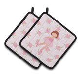Caroline'S Treasures Bb5191Pthd Ballerina Red Short Hair Pair Of Pot Holders, 7.5 H X 7.5 W, Multicolor