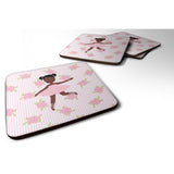 Caroline'S Treasures Ballerina African American Ponytails Foam Coaster Set Of 4, 3.5, Multicolor