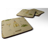 Caroline'S Treasures White Wine On Linen Foam Coaster Set Of 4, 3.5, Multicolor
