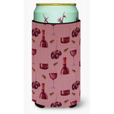 Caroline'S Treasures Red Wine On Linen Tall Boy Beverage Insulator Hugger, Multicolor