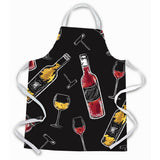 Caroline'S Treasures Bb5197Apron Red & White Wine On Black Apron, Large, Multicolor