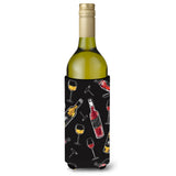 Caroline'S Treasures Bb5197Literk Red And White Wine On Black Wine Bottle Beverage Insulator Hugger, 750Ml, Multicolor