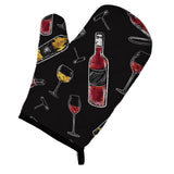 Caroline'S Treasures Bb5197Ovmt Red & White Wine On Black Oven Mitt, 12 H X 8.5 W, Multicolor