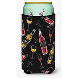 Caroline'S Treasures Red & White Wine On Black Tall Boy Beverage Insulator Hugger, Multicolor