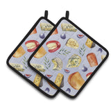 Caroline'S Treasures Assortment Of Cheeses Pair Of Pot Holders, 7.5Hx7.5W, Multicolor