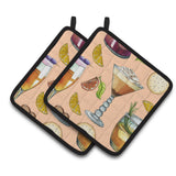 Caroline'S Treasures Drinks & Cocktails Peach Pair Of Pot Holders, 7.5Hx7.5W, Multicolor