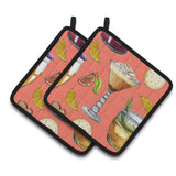Caroline'S Treasures Drinks & Cocktails Salmon Pair Of Pot Holders, 7.5Hx7.5W, Multicolor