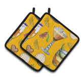 Caroline'S Treasures Drinks & Cocktails Gold Pair Of Pot Holders, 7.5Hx7.5W, Multicolor