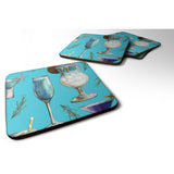 Caroline'S Treasures Drinks & Cocktails Blue Foam Coaster Set Of 4, 3.5, Multicolor